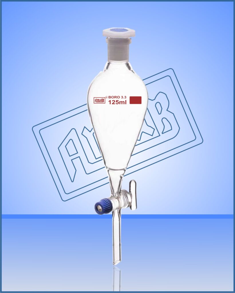 Separating Funnel, Pear Shape with Glass Stopcock & PP Stopper