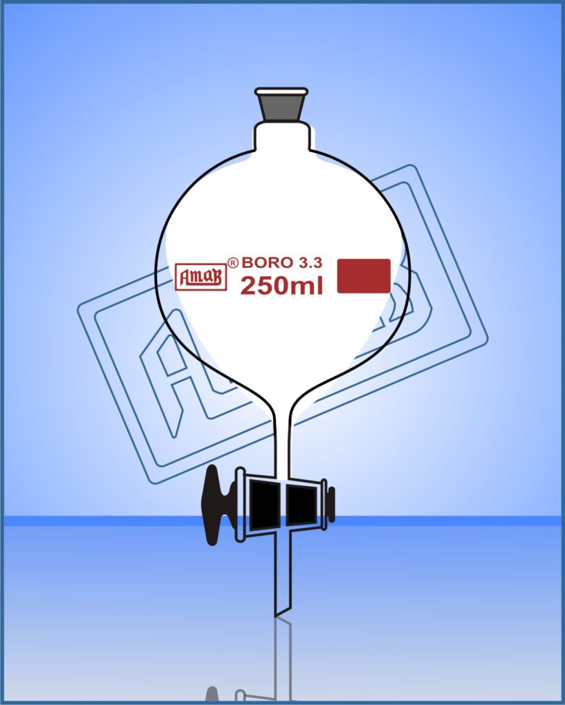 Separating Funnel, Globe Shape with PTFE Stopcock & Stopper