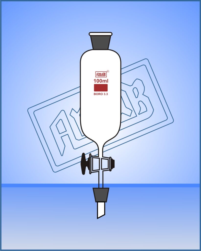 Dropping Funnel, with Glass Stopcock & Stopper, Stem with Cone