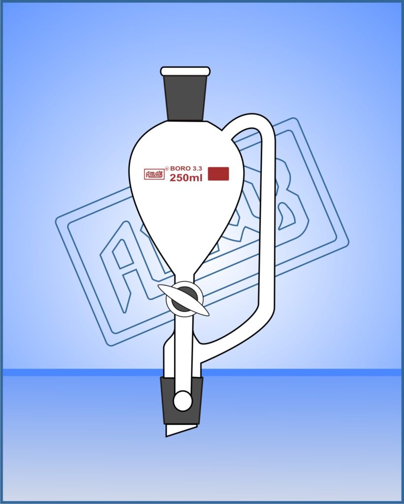 Pressure Equalizing Funnel, Pear shape with PTFE Stopcock & Stopper, Stem with cone