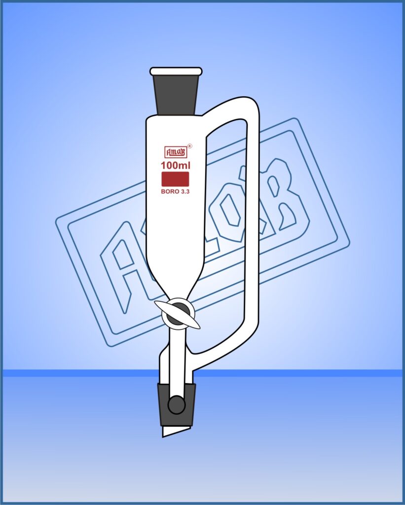 Pressure Equalizing Funnel, Cylindrical with GlassStopcock & Stopper, Stem with cone