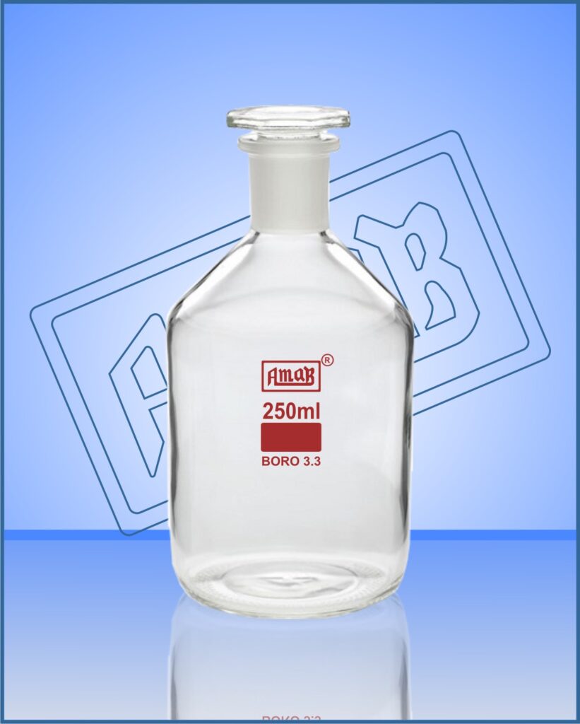 Reagent Bottles, Interchangeable Glass/PP Stopper, Narrow Mouth, Clear