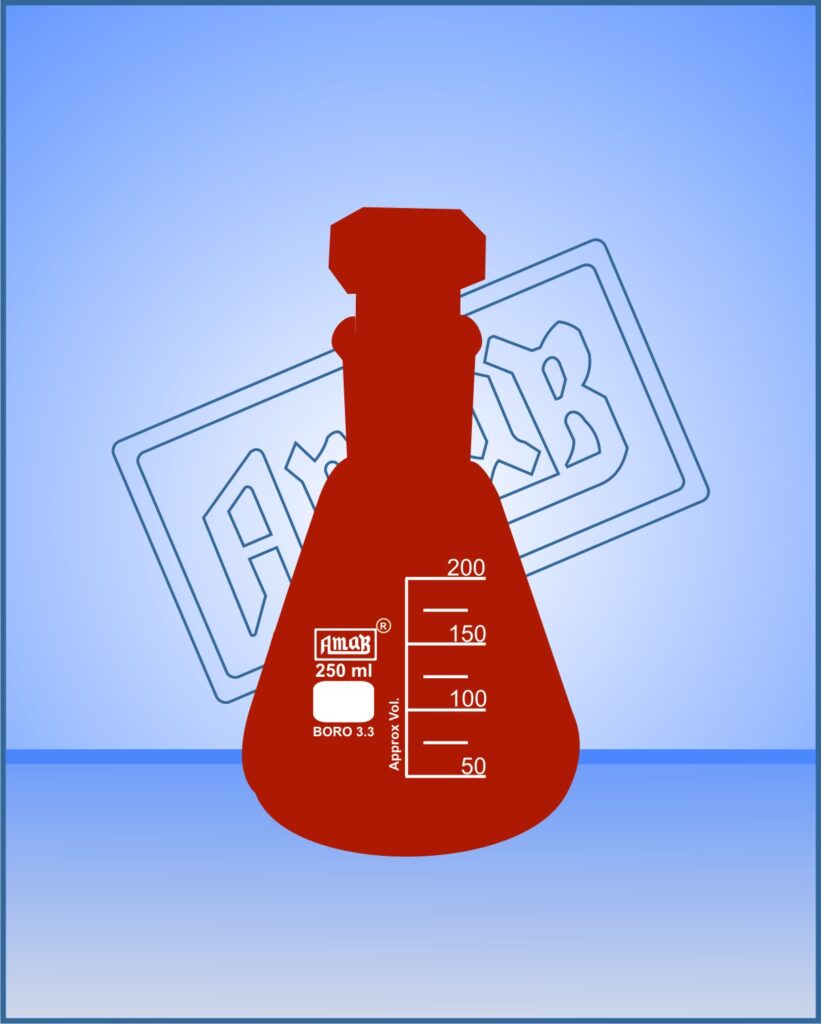 Conical Flask, with Standard I/C Joints, Amber Color
